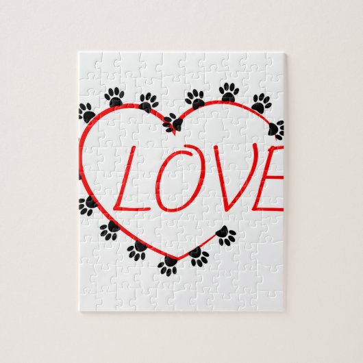 Dog Paws Red Heart Love Legpuzzel (Verticaal)