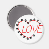 Dog Paws Red Heart Love Magneet (Voorkant / Achterkant)