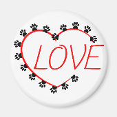 Dog Paws Red Heart Love Magneet (Voorkant)