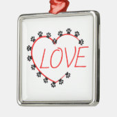 Dog Paws Red Heart Love Metalen Ornament (Links)