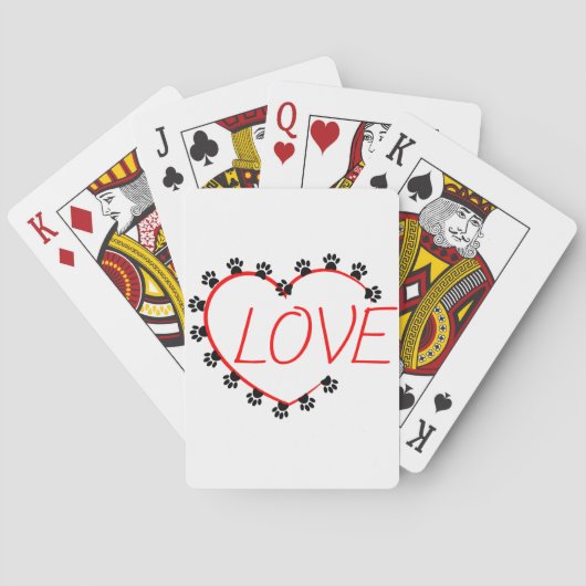 Dog Paws Red Heart Love Pokerkaarten (Achterkant)