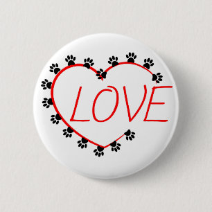 Dog Paws Red Heart Love Ronde Button 5,7 Cm
