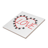 Dog Paws Red Heart Love Tegeltje (Zijkant)