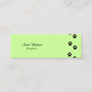 Dog Paws, Traces, Paw-prints - Groen Zwart Mini Visitekaartje
