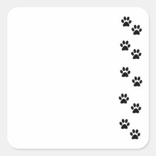 Dog Paws, Traces, Paw-prints - White Black Vierkante Sticker