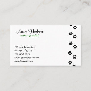 Dog Paws, Traces, Paw-prints - White Black Visitekaartje