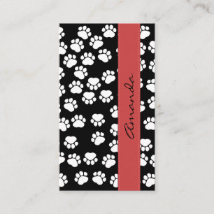 Dog Paws, Traces, Paw-prints - White Black Visitekaartje