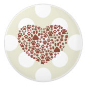 Dog Paws, Trails, Paw-prints, hart - bruin Keramische Knop (Voorkant)