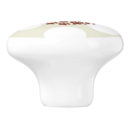 Dog Paws, Trails, Paw-prints, hart - bruin Keramische Knop (Zijkant)