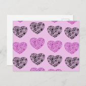 Dog Paws, Trails, Paw-prints, hart - zwart Paars Briefkaart (Voorkant / Achterkant)