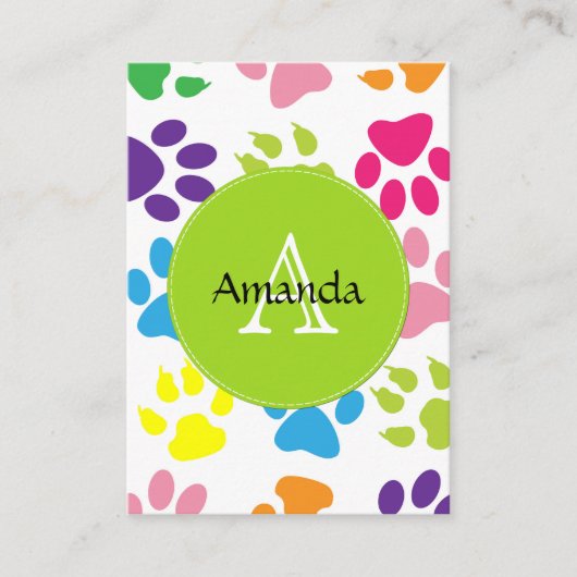 Dog Paws, Trails, Paw-prints - Rood Blauw Groen Visitekaartje (Voorkant)