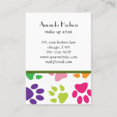 Dog Paws, Trails, Paw-prints - Rood Blauw Groen Visitekaartje (Achterkant)