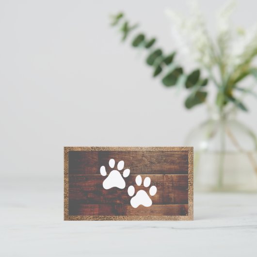 Dog Paws | Visitekaartje van hout (Staand voorkant)