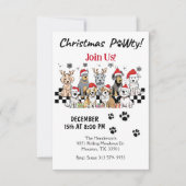 Dog Pawty Animals Kerstfeest Uitnodiging (Voorkant)