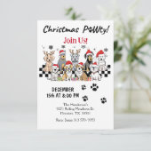 Dog Pawty Animals Kerstfeest Uitnodiging (Staand voorkant)