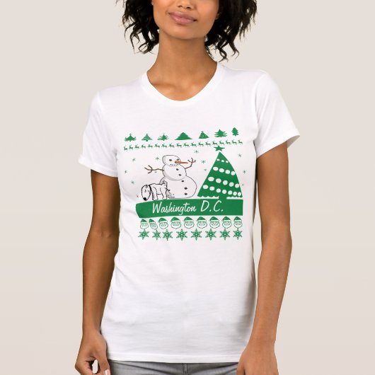 Dog Peeings op Snowman Ugly met Kerstmis Sweater C T-shirt (Voorkant)
