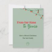 Dog Peeking Christmas Lights Holiday Kaart (Achterkant)