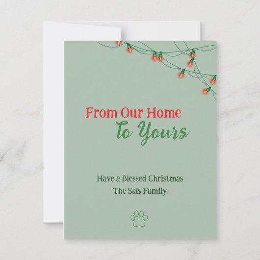 Dog Peeking Christmas Lights Holiday Kaart (Achterkant)