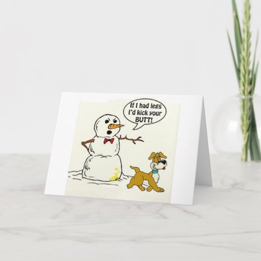 Dog Pees op Snowman Feestdagen Kaart (Voorkant)