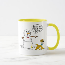 Dog Pees op Snowman Joke Mok