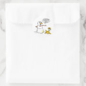 Dog Pees op Snowman Joke Ronde Sticker (Tas)