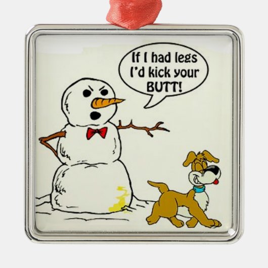 Dog Pees op Snowman-kerstboomversiering Metalen Ornament (Voorkant)