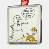 Dog Pees op Snowman-kerstboomversiering Metalen Ornament (Links)