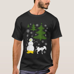 Dog Pees op Snowman Ugly XMas Sweater T-shirt