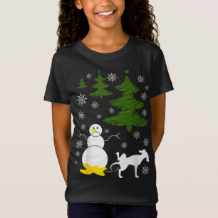 Dog Pees op Snowman Ugly XMas Sweater T-shirt