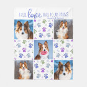 Dog Personalized 5 Photo Trendy Paw Print Quilt Fleece Deken (Voorkant)