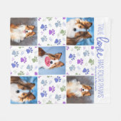 Dog Personalized 5 Photo Trendy Paw Print Quilt Fleece Deken (Voorkant (Horizontaal))