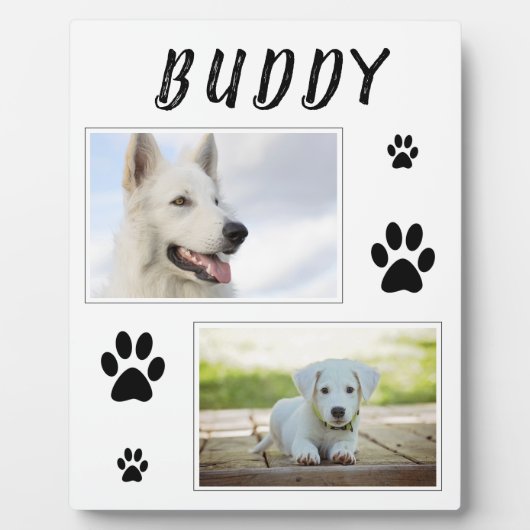 Dog Pet 2 Foto Collage Paw Print Keepslag Fotoplaat (Voorkant)