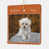 Dog Pet 2 Foto's Star Pattern Oranje Kerstmis Keramisch Ornament (Links)