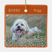 Dog Pet 2 Foto's Star Pattern Oranje Kerstmis Keramisch Ornament (Achterkant)