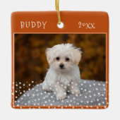 Dog Pet 2 Foto's Star Pattern Oranje Kerstmis Keramisch Ornament (Voorkant)