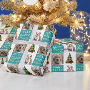 Dog Pet 2 Waterverf kerstboom foto's Cadeaupapier