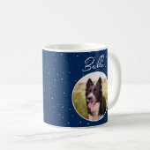 Dog Pet Aangepaste Fotonaam Blauwe Snowflakes Koffiemok (Voorkant rechts)