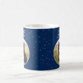 Dog Pet Aangepaste Fotonaam Blauwe Snowflakes Koffiemok (Center)