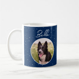 Dog Pet Aangepaste Fotonaam Blauwe Snowflakes Koffiemok
