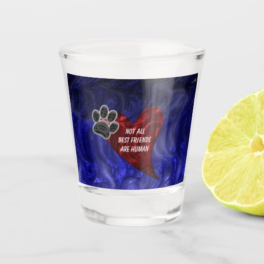 Dog Pet Best Friend Red Heart Puppy Paw Print Shot Glas (Voorkant)