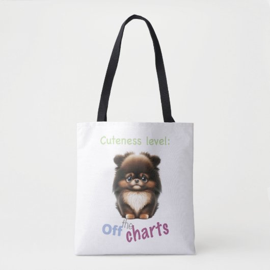 Dog Pet Cuteness Niveau Leuk Schattig Funny Quote Tote Bag (Voorkant)