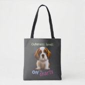 Dog Pet Cuteness Niveau Leuk Schattig Funny Quote Tote Bag (Voorkant)