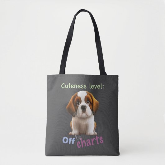 Dog Pet Cuteness Niveau Leuk Schattig Funny Quote Tote Bag (Voorkant)