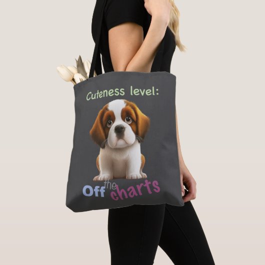 Dog Pet Cuteness Niveau Leuk Schattig Funny Quote Tote Bag (Dichtbij)