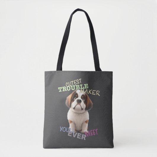 Dog Pet Cuttest Trouble Maker Leuke Schattige Grap Tote Bag (Voorkant)