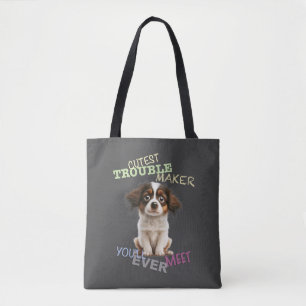 Dog Pet Cuttest Trouble Maker Leuke Schattige Grap Tote Bag