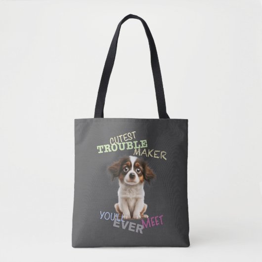 Dog Pet Cuttest Trouble Maker Leuke Schattige Grap Tote Bag (Voorkant)