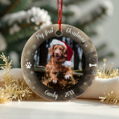 Dog Pet Eerste Kerstfeest Foto Rustic Animal Print Keramisch Ornament