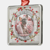 Dog Pet Eerste Kerstfoto Rusti Wreaths Metalen Ornament (Links)