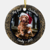 Dog Pet First kerstfoto Lijst Keramisch Ornament (Voorkant)